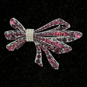 Stunning Signed Czechoslovakia Rhinestone Bow Brooch (A9268)